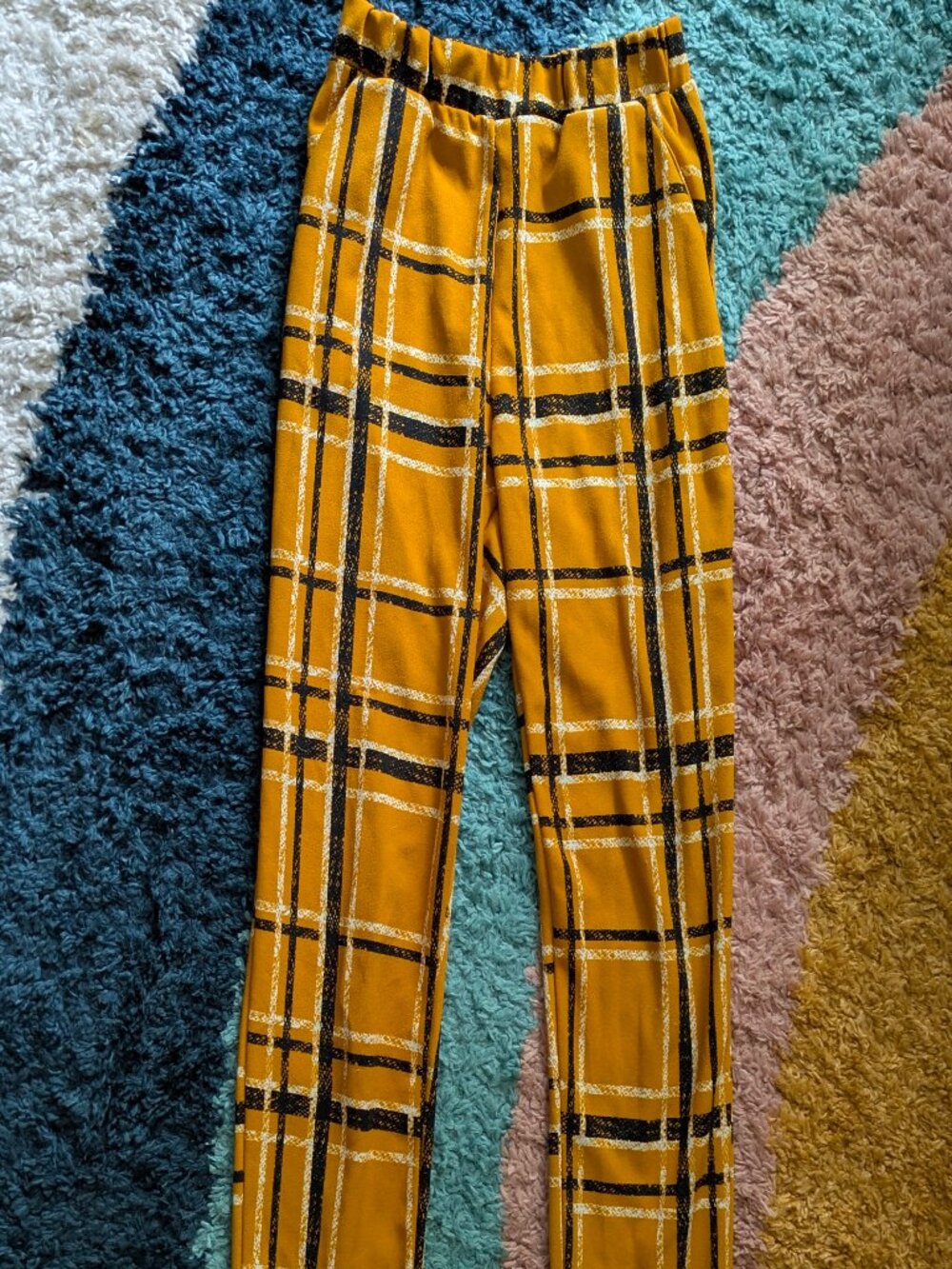 Perfectly Plaid Yellow and Black Straight Leg Pants M